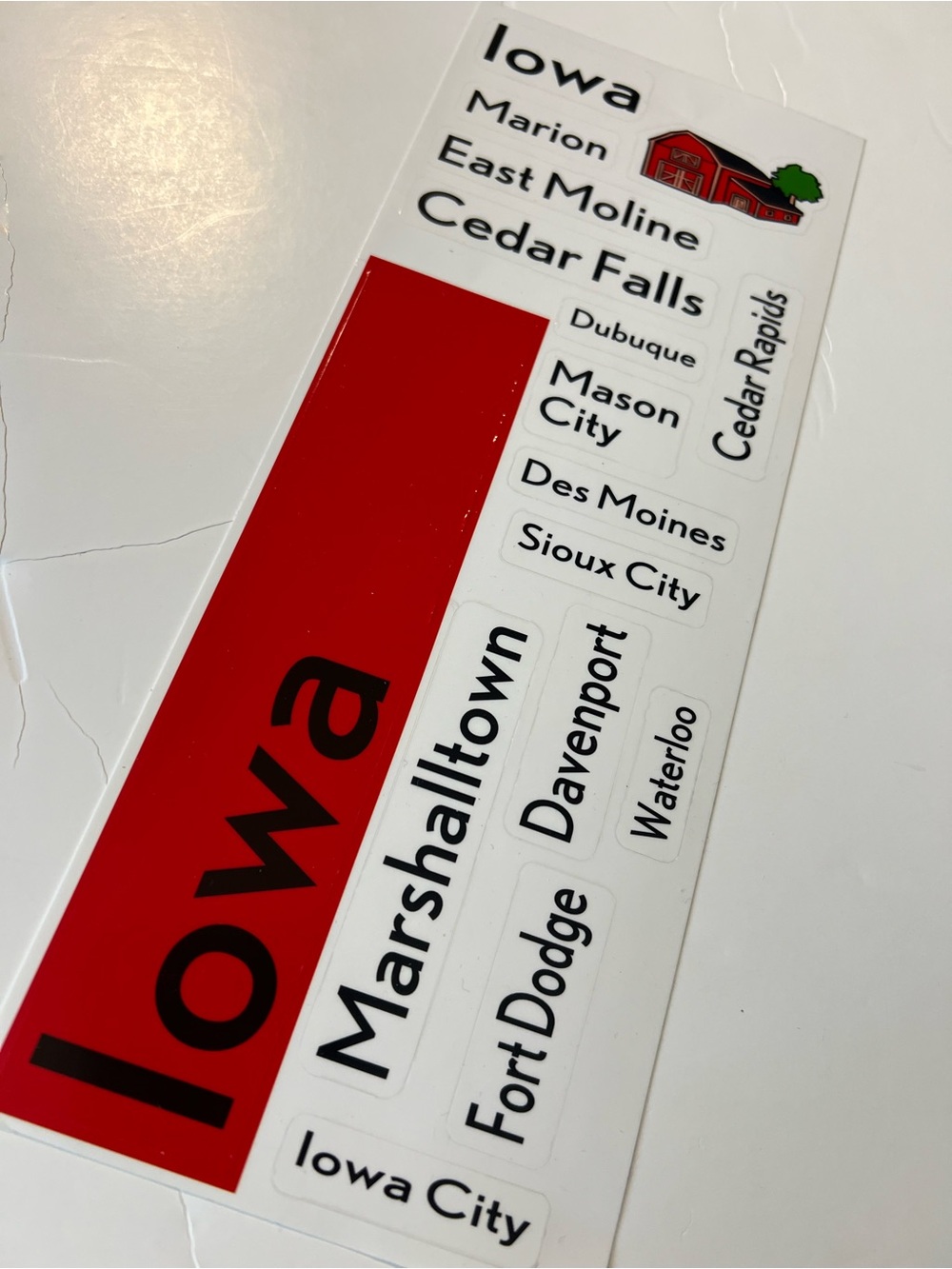 Iowa Cities Sticker Sheet - Red and White Home Office Decals